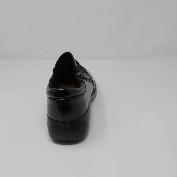 Clarks Collection Women’s Black Patent Leather Comfort Shoes Zip Size 9 Wide NEW - Picture 12 of 14